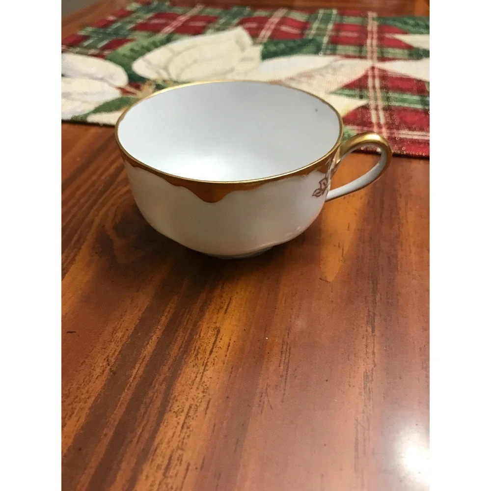 fraureuth germany small white bone china‎ tea coffee cup gold trim